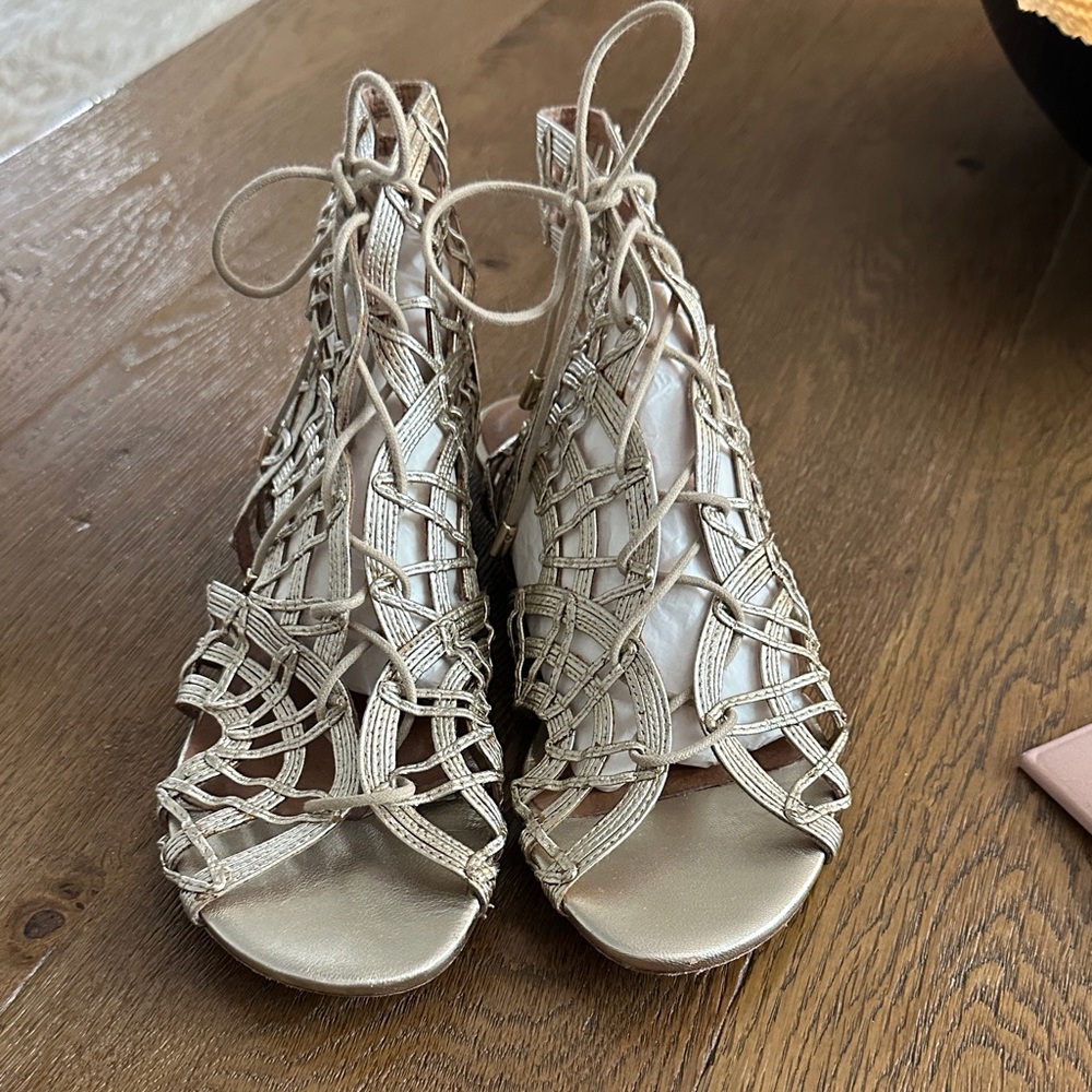 Joie Metallic Lace-Up Sandals